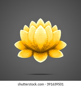 Polygonal vector gold Lotus. Low poly design.