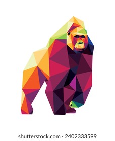 Polygonal Vector of Gorilla. Gorilla in Colorful Abstract. King Kong Colorful Logo