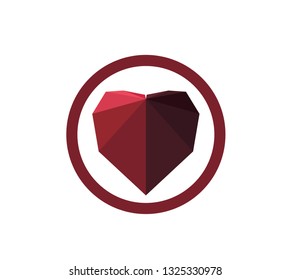 Polygonal vector heart symbol logo