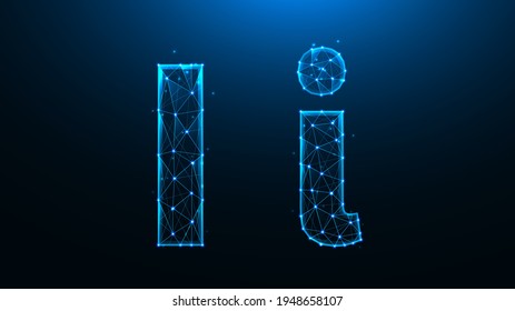 Ilustración vectorial poligonal de la letra I sobre un fondo azul oscuro.