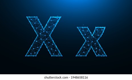 Ilustración vectorial poligonal de la letra X sobre un fondo azul oscuro.