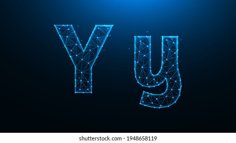 Polygonal vector illustration of letter Y on a dark blue background.