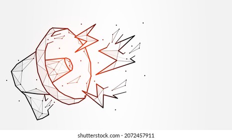 Ilustración vectorial poligonal de megáfono, altavoz y patrón de promoción creativo de relámpago.
