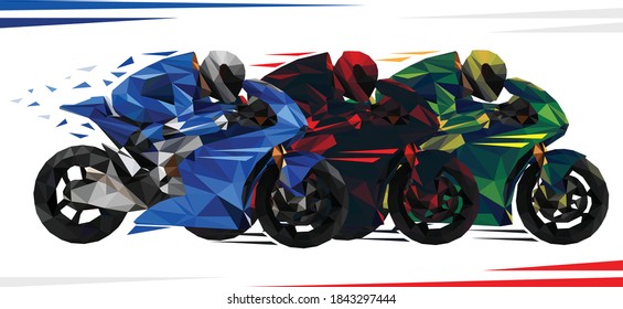 Ilustración vectorial poligonal Motocicleta deportiva superciclista.