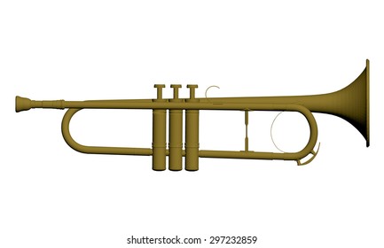 Polygonal vector illustration of a trumpet. Isolated. EPS 8.