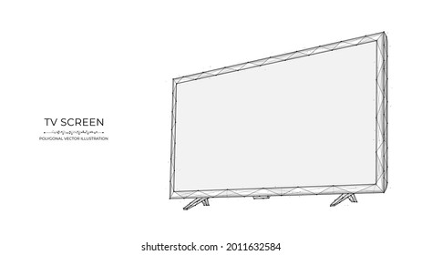 Polygonal vector illustration of a TV screen. Led or lcd display low poly art.
