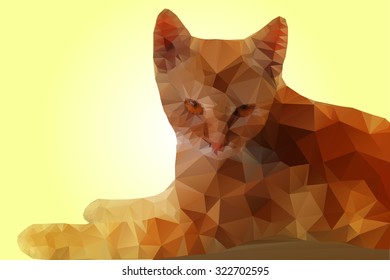 Polygonal vector image of Red Cat with Red Eyes