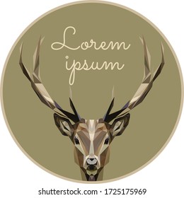 Polygonal vector low poly deer illustration Stag graphic element for designs. 3d paper fold design effect. 