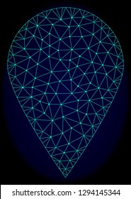 Polygonal vector mesh local place. Connected lines, triangles and points forms abstract local place. Wire frame 2D polygonal line network on a dark blue background.
