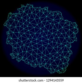 Polygonal vector mesh map of Kujawy-Pomerania Province. Connected lines, triangles and points forms abstract map of Kujawy-Pomerania Province.