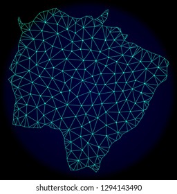 Polygonal vector mesh map of Mato Grosso do Sul State. Connected lines, triangles and points forms abstract map of Mato Grosso do Sul State.