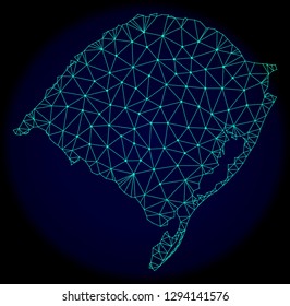 Polygonal vector mesh map of Rio Grande do Sul State. Connected lines, triangles and points forms abstract map of Rio Grande do Sul State.