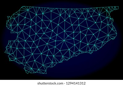 Polygonal vector mesh map of Warmia-Masuria Province. Connected lines, triangles and points forms abstract map of Warmia-Masuria Province.