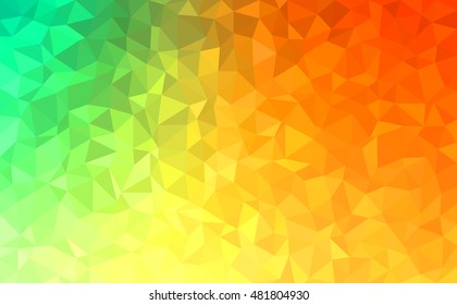 Polygonal vector mosaic - green, yellow, orange - autumn colors