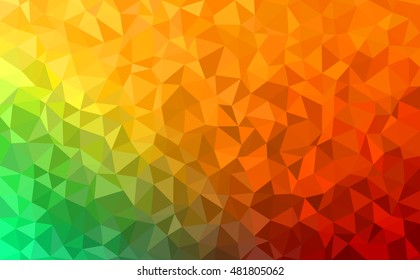 Polygonal vector mosaic - green, yellow, orange - autumn colors