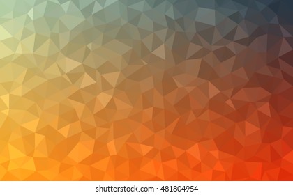 Polygonal vector mosaic - red, yellow, orange, blue - autumn colors