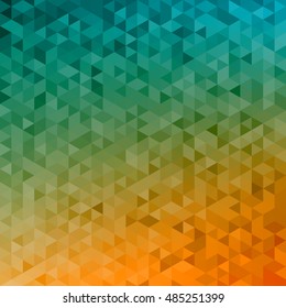 Polygonal vector mosaic - yellow, orange, turquoise - autumn colors