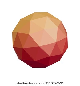 Polygonal vector red ball. Low poly design.