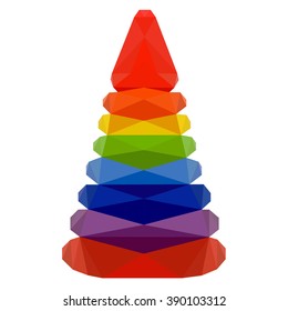 Polygonal vector toy pyramid on a white background.