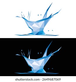 Vector poligonal de salpicadura de agua. Logo de Water Splash con estilo abstracto de poliéster bajo. Vector de ilustración Abstractas de agua
