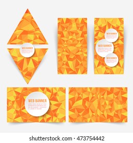 Polygonal Vector Web Banner, Card, Abstract Background Set