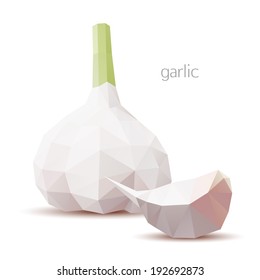Polygonal vegetables - garlic. Vector illustration
