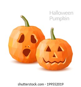 Polygonal vegetables - Halloween Pumpkin. Vector illustration
