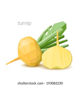 Polygonal vegetables - turnip. Vector illustration