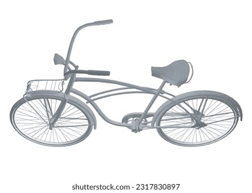 Polygonal vintage bicycle, vector. Black and white retro bicycle. 3D.