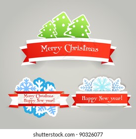 Polygonal vintage origami Christmas banners