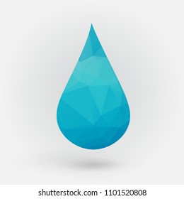Polygonal water drop,Low poly style isolated,Vector illustration