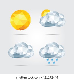 Polygonal Weather Icons Set in Vector