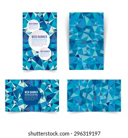 Polygonal Website Banner, Card and Background Set