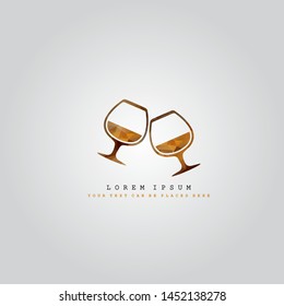 Polygonal whiskey glass background logo