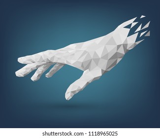 Polygonal White Human Hand, Origami