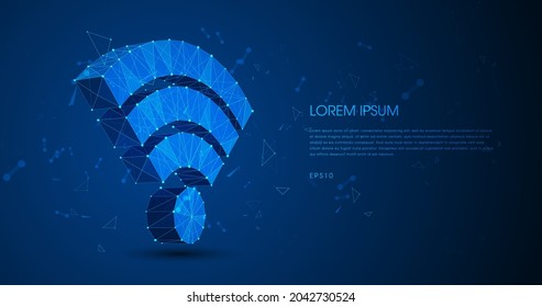 Polygonal wi-fi icon image, isolated on background. Vector Low poly wireframe, geometry triangle, lines, dots, polygons, shapes