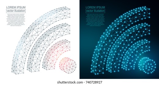 Polygonal wi-fi icon image, isolated on background. Vector Low poly wireframe, geometry triangle, lines, dots, polygons, shapes