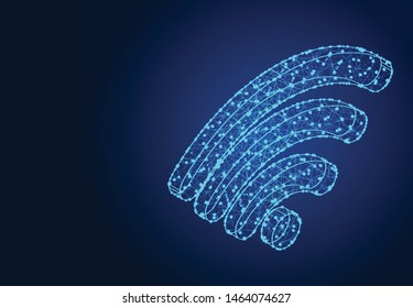 Polygonal wi-fi icon . Vector Low poly wireframe, geometry triangle, lines, dots, polygons, shapes