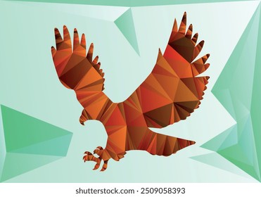 Polygonal wild flying eagle triangle Dimond shapes vector illustration with abstract modern background 