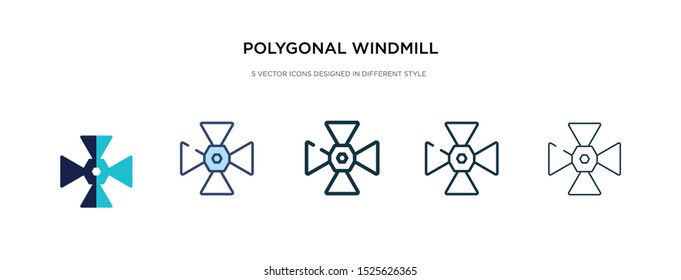 polygonal windmill icon in different style vector illustration. two colored and black polygonal windmill vector icons designed in filled, outline, line and stroke style can be used for web, mobile,