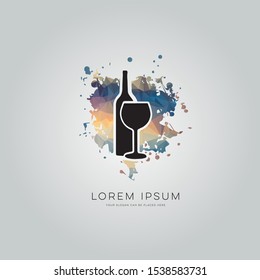 Polygonal wine menu bar background. Abstract wine icon on geometric water splash