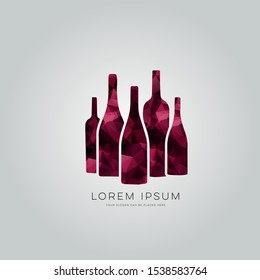 Polygonal wine menu bar background. Abstract wine icon on geometric water splash