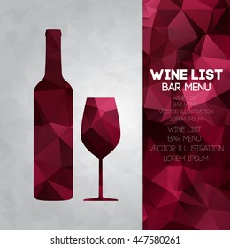 Polygonal Wine Menu Design Template. Restaurant Bar Menu For Wine