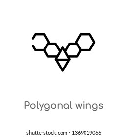 polygonal wings vector line icon. Simple element illustration. polygonal wings outline icon from geometry concept. Can be used for web and mobile