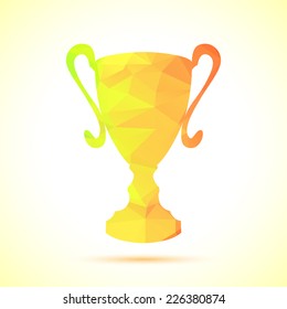 Polygonal winner cup bright icon
