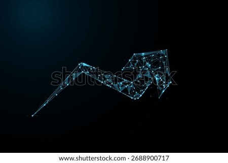 A polygonal wire frame arrow ascends diagonally from the lower representing growth and success. 

