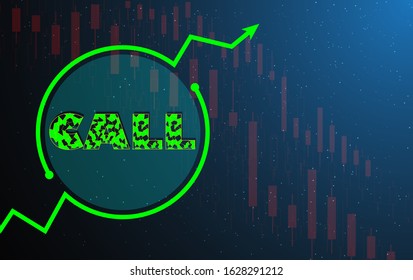 Polygonal wire frame low poly Call symbol in stock market. Business, finance, career or other grows concept illustration or background
