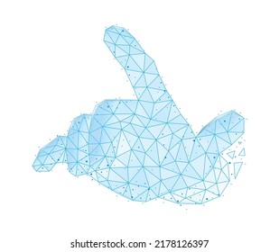 Polygonal wireframe hands composition with isolated image of human hand covered with polygons vector illustration