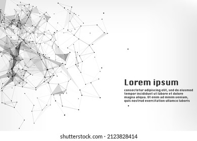 Polygonal Wireframe Plexus Structure Element Digital Connection Data Transfer. Science Monochrome Copy Space for Text Infographic Design Illustration.