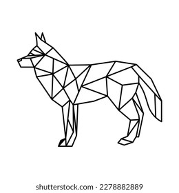 Polygonal wolf design icon drawing svg